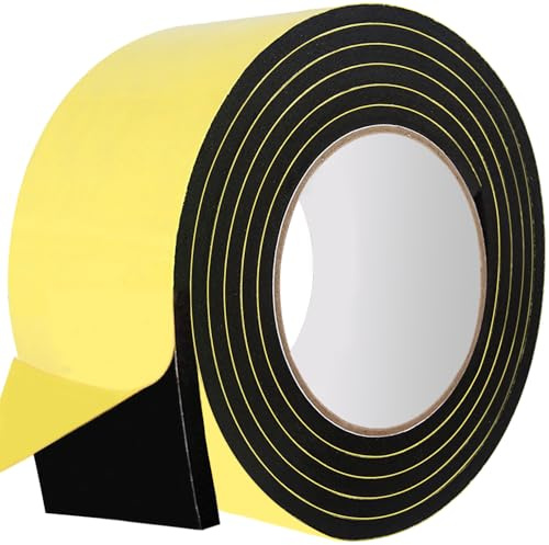 Rusoz Moosgummi Selbstklebend 50mm(B) x 6mm(D) x 3m(L) Geschlossenzelliges Dichtungsband mit hoher Dichte, Moosgummi Dichtung für DIY Energiesparer, wasserdicht, schalldämmend, einfache Montage