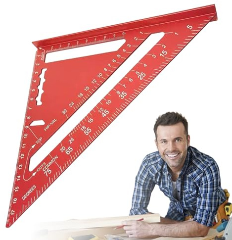 Husoiuy a Triangolo in Metallo | Goniometro Metrico - Strumento di Misura in Lega di Alluminio per Lavori Geometrici Disegno Tecnico Carpenteria Costruzioni Progetti di Ingegneria