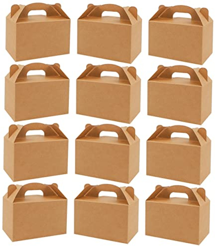 VICASKY 12 Stück Tragbare Geschenkboxen aus Karton 19x11x10cm mit Griffen Dessert Süßigkeitenverpackung für Hochzeit Geburtstag Party und Feiertage