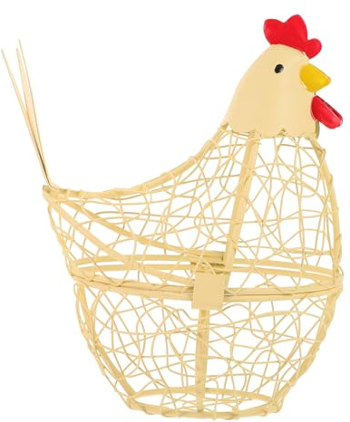 Mobestech Hen Shaped Iron Egg Basket Storage Basket for Kitchen Counter Decorative Home Kitchen Supply Mesh Wire Eggs Container