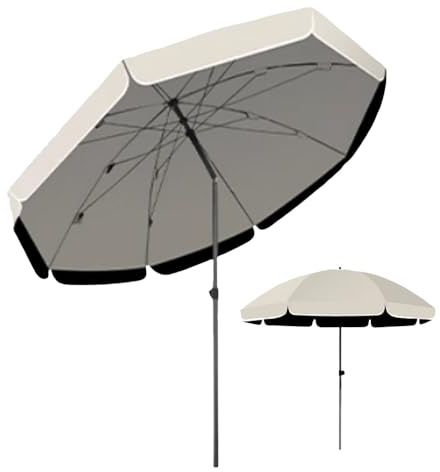 Parasol de terrasse portable réglable de 2,4 m pour piscine, plage et balcon, auvent rond, protection UV, beige