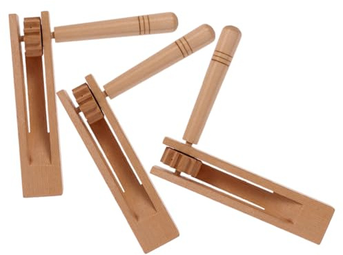 FUNNETOYU Castagnetta in Legno 3 Pezzi Manico per Bambini, Strumento Musicale a Percussione Confortevole e Sicuro, Design Semplice e Delicato per Attività Educative