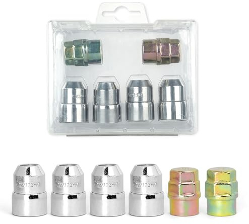 Krtopo 4 Pièces Écrous Antivol Roue M12x1.25 en Acier Allié avec 2 Clés - Boulon Antivol Roue Universel pour Voiture et Véhicule Modifié Argenté (M12 x 1.25)