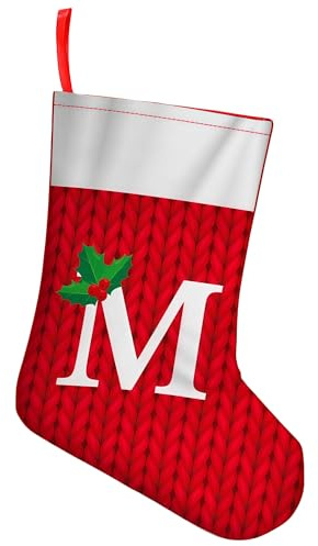 7.8inch Personalisiert Christmas Stockings Weihnachtsstrümpfe mit Buchstaben,Weihnachten Jahreszeit Kamin hängende Ornamente Geschenkhalter Weihnachtsdekorationen für Weihnachtsbaum und Heim (M)