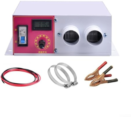 Riscaldatore elettrico da 900 W, controllo della velocità, display digitale, doppia uscita d'aria PTC, riscaldamento per veicoli da 12 V/24 V, auto, camion, gru, carrelli elevatori (24 V x 900 W +