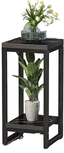 Pflanzenständer Metall Schwarz Eckig 80 cm Beistelltisch Hoch Blumenhocker Blumenständer Design Modern(Double-Storey,30 * 75cm)