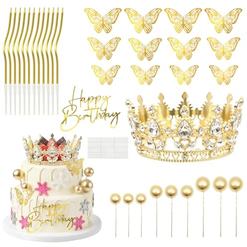 35 Pezzi Topper per Torta a Forma di Corona,Coronaper Torta Compleanno,CoronaDecorazioni Torte Compleanno,Corona Topper per Torta, Adatto per Torte,Matrimoni,Balli Studenteschi,Feste di Compleanno