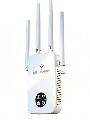 Amplificador repetidor WiFi 1200 Mbps, Doble Banda 5 GHz y 2,4 GHz, 4 Antenas orientables y giratorias, WPS, Modos Repetidor/Router/Ap