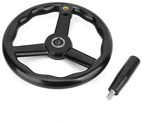 YWBL-WH Bakelite Hand Wheel 3 Spoked 250x25mm with Handle | Anti slip surface, revolving handle, for lathe milling and woodworking table saw, durable wear resistant construction