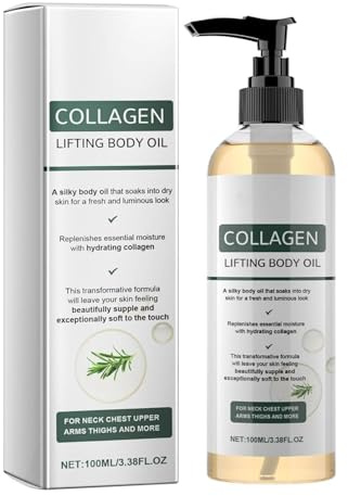 Aceite Corporal Lifting con Colágeno, Aceite Hidratante con Colágeno para el Cuerpo, Crema Corporal Reafirmante para Piel, Cuello, Escote, Brazos y Muslos (1Pcs)