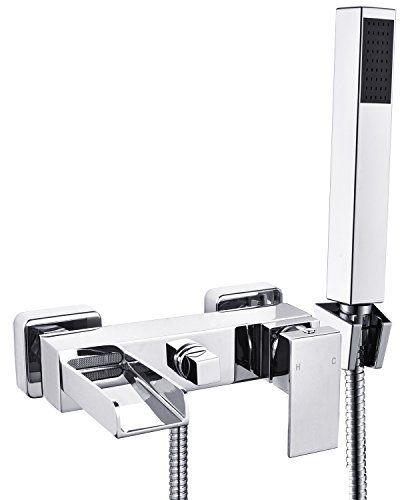 Robinet mitigeur bain / douche, monocommande, avec pommeau de douche etsupport mural pour baignoire Nt10f