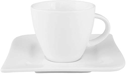 Dajar Ambition Kaffeeservice 6 Personen Welle 12tlg. aus Porzellan Kaffeetassen mit Untertassen Spülmaschine & Mikrowelle geschwungene Form