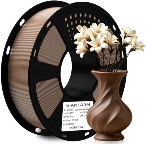 GIANTARM PLA Filament 1.75mm,3D Drucker Filament PLA 1kg,3D-Druckmaterialien,Holz schwarz Walnuss