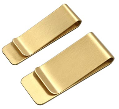 Metall mässing pengar kontanter klämma smal kreditkortshållare sedlar plånbok för män kvinnor lätt ficka pengar klämmor 2-pack, Guld, L:52mm*20mm(2.1''in*0.8'')S:51mm*15mm(2''*0.6''), Morden