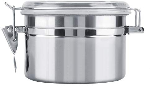 Joyzan Airtight Coffee Container, 800ml Stainless Steel Coffee Bean Storage Jar with Top Clip for Coffee Beans Tea Sugar Cookie Nuts Flour Kitchen Home Cupboard Travel 9cmx12.5cm