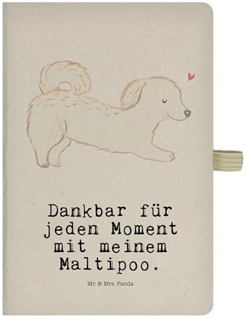 Mr. & Mrs. Panda DIN A4 Baumwoll Notizbuch Maltipoo Moment - Geschenk, Kreuzung, Hundebesitzer, Rassehund, Notizblock, Hund, Mischling, Adressbuch,