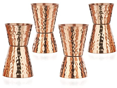 NKlaus 4 x 4 cl 6 cl bar mått dubbelmätkopp av 100 % ren koppar – perfekt för cocktails som moscow mule med 40 ml och 60 ml kapacitet 14243