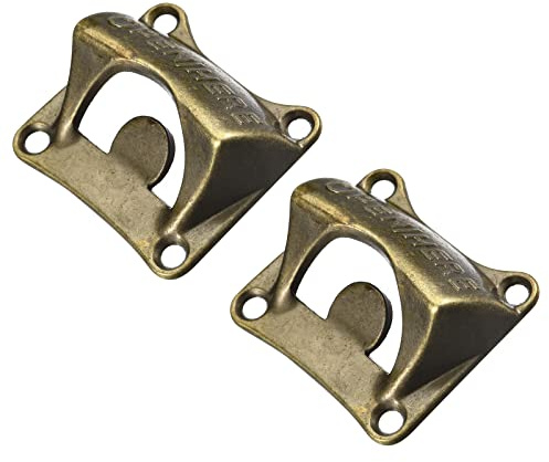 QUARKZMAN 2pz Apribottiglie Parete 2.5 x 2.2 Fusione Ferro Muro Montare Apribottiglie per Birra Adatto per Bar Locali KTV Hotel Bronzo