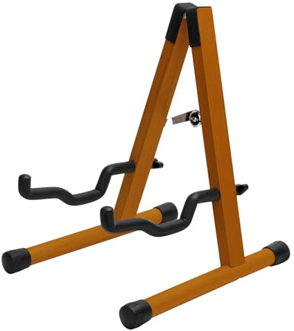 STRICH A-Frame Hardwood Floor Guitar Stand, Folding Electric Guitars Holder for Bass, Cello, Mandolin, Banjo (Mahogany)