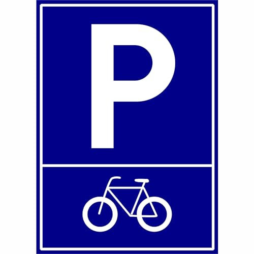 Indigos UG - Schild Parkplatzschild - Fahrrad Motiv - 21x15 cm - Warnung - Sicherheit - Hotel, Firma, Haus - Aluverbundplatte 3mm - Hinweisschild - Warnschild
