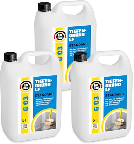 HALBAU Tiefengrund 15 L, Grundierungsmittel Innen Aussen, Grundierung Voranstrich für Putz, Farben, Tapeten G03