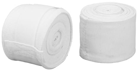 Boxbandage, Boxhandbandagen, Boxhandbandagen, 2 Stück 5 Meter halbelastische Boxhandbandagen aus Baumwolle, Sporthandbandagen mit Klettverschluss, Handgelenkbandage ﻿(Color:White)