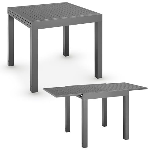 Juskys Gartentisch Laki 80x80 cm ausziehbar - Aluminium Esstisch zum Ausziehen - große Tischplatte - Alu Tisch Balkonmöbel Gartenmöbel Anthrazit
