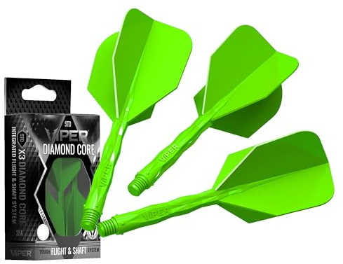 Viper Diamond Core Integrated Dart Flight & Shaft System - Precision Darting Accessory with Tough Polymers for Enhanced Performance, 3er Set