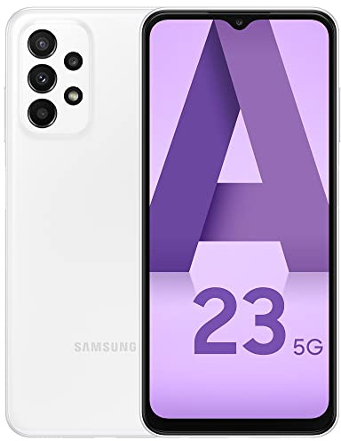 Samsung Galaxy A23, Téléphone Mobile 5G 64Go Blanc, Carte SIM Non Incluse, Smartphone Android, Version FR, Blanc (Reconditionné)