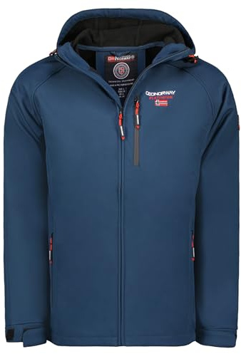 Geographical Norway Takitoama Men - Veste Softshell Capuche Homme Impermeable - Manteau Outdoor Blouson Coupe Vent Tactique Resistant - Randonnee Ski Automne Hiver Printemps (Marine M)