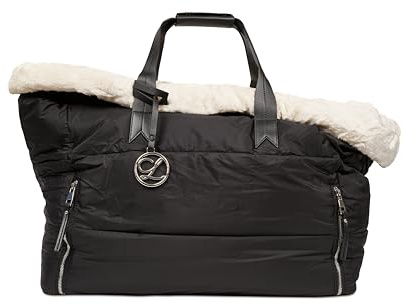 L'ÉLIANNE | Luxuriöse Hundetasche | Schwarz | Umhängetasche | Trageband um die Schulter | Weich | Kleiner bis mittelgroßer Hund | Hohe Qualität | Luxus-Oberflächen | Inklusive Sicherheitsgurte (M)