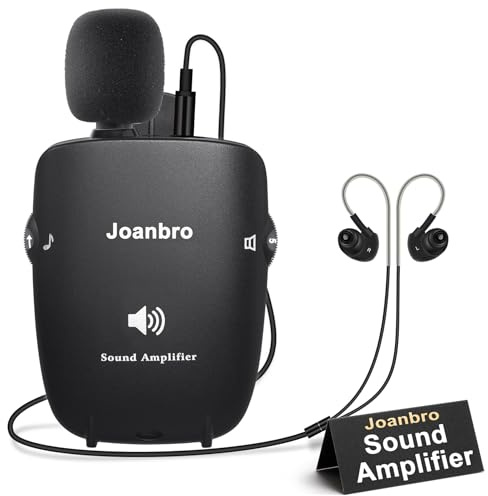 Joanbro Hearing-Amplifiers for Seniors, Sound-Amplifier with Adjustable Volume & Tone Control, Handheld Pocket Size Hearing Assisted Devices with Replaceable Microphone, Headphones, Earbuds, Batteries