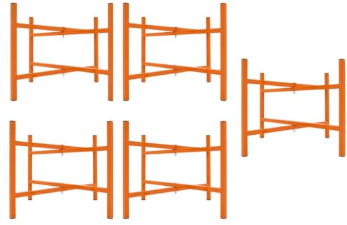 Mortar Spot Board Stand x 5 Heavy Duty 20 500mm High Powder Coated Steel Box Section Frame Locking Mechanism Adjustable Foldable Design Easy Storage Bricklayers Plastering Holder Fixing Kit Included