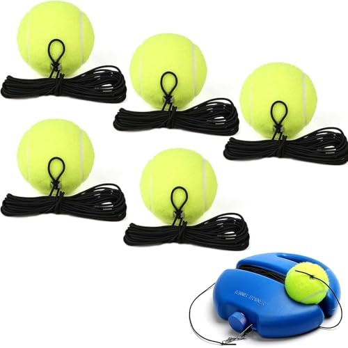 Premium Tennis Buddy, Tennis Trainer Rebound Ball Set med bas och bollar, Bärbar självövning för nybörjare, Tennisboll Självträningsverktyg för alla åldrar 5balls