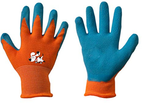 Niños Guantes de trabajo Látex guantes de protección Guantes de jardinería guantes guantes infantil naranja talla 3