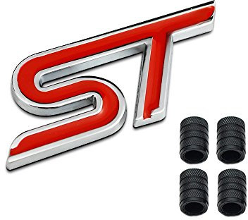 Dsycar 3D Métal S ST Logo Voiture Badge Emblème Autocollant + 4 Pcs Style Moleté Avec En Plastique Noyau Valve Caps pour Universal Car Styling Décoratif Accessoires (#3)