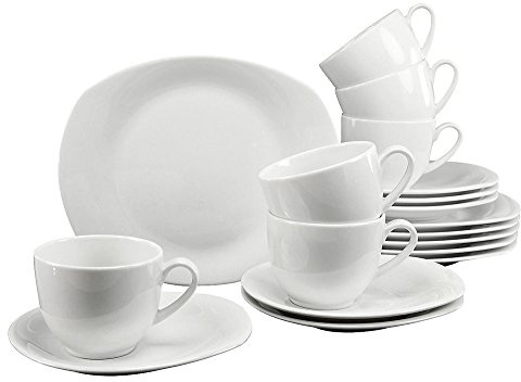 CreaTable FINESSA - Kaffeeservice weiß 18-tlg aus Porzellan/Kaffeegedeck
