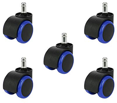 Iso Trade 5x Office Chair Castors 11mm Pin O50mm Biber Chair Castors Hard Floor Castors Rolling Set for Office Chair Hard Floors and carpet White/Black/Red/Blue 9085 Marke