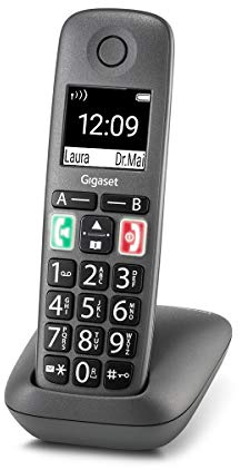 Gigaset Easy – Schnurloses Senioren-Telefon mit großen Tasten und extra lauter Klingelfunktion – hörgerätekompatibel, anthrazit-grau