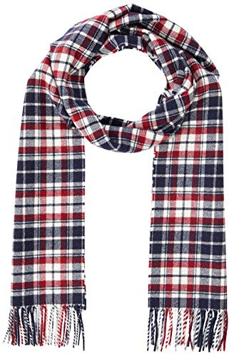 GANT Herren D1. Checked Twill Wool Scarf Mode-Schal, Mahogany RED, Einheitsgröße