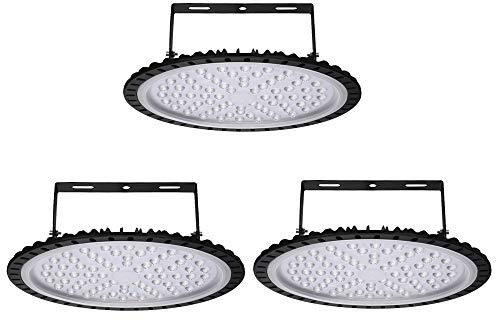 Sararoom LED Lámpara de Alta Bahía, 300W Lámpara Industrial Ultra Delgada, 24000LM UFO Iluminación LED Alta, 6500K Blanco Frío Foco Proyector Led, para Aeropuerto Almacén Fábrica Sótano -3Pcs