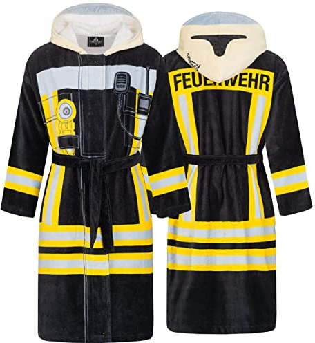FIRE & FIGHT Streetwear Feuerwehr Bademantel HuPF Design für deinen Einsatz im Nassbereich
