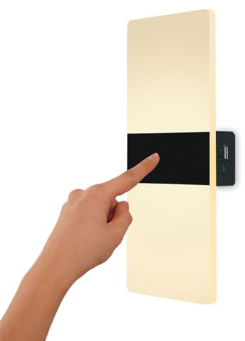 VOMI Wandleuchte Innen Akku LED Dimmbar USB Aufladbar Ohne Bohren Kabellos Wandlampe mit Touch Schalter 3000mAh Batterie Lampen Magnetische Wandmontage Wandbeleuchtung für Schlafzimmer