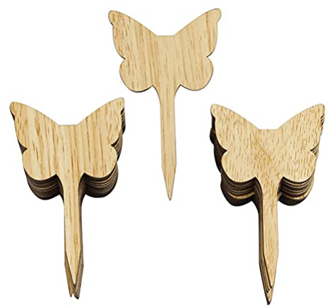 Cabilock 30 Stücke Bambus Pflanzenschilder Holz Pflanzenetiketten Schmetterlinge Pflanzenstecker Garten Etiketten Kräuterschilder Holzschilder zum Beschriften Kräuter Schilder für Blumentopf Pflanzen