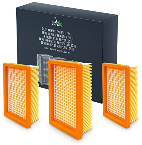 3 Filter für Kärcher Staubsauger Filter Flachfaltenfilter passend für WD4, WD5, WD6 / MV4, MV5, MV6 kompatibel mit Kärcher Nass -und Trockensauger