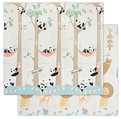 Relaxdays Spielmatte Tiere, faltbar, schadstofffrei, abwaschbar, 195x175 cm, XPE-Schaumstoff, Spielteppich Kinder, bunt