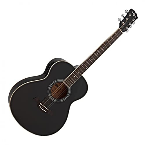 Gear4music Elektro-Akustikgitarre schwarz mit 4 Band EQ Vorverstärker
