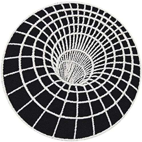 Toppa ricamata da applicare con ferro da stiro o cucitura: Black Hole buco nero adesivo per cucire/stirare | Applicazione spazio-temporale universo | Adatto a tutti i tessuti | 80x80mm