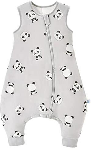 Chilsuessy babysovsäck med fötter, 2 TOG, året runt-sovsäck för baby, sovsäckar utan ärmar, med ben, för spädbarn/barn, ljusgrå, 80 cm/babylängd 90–100 cm
