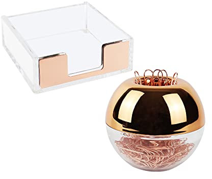 Rose Gold Paper Clip Holder + Sticky Note Holder